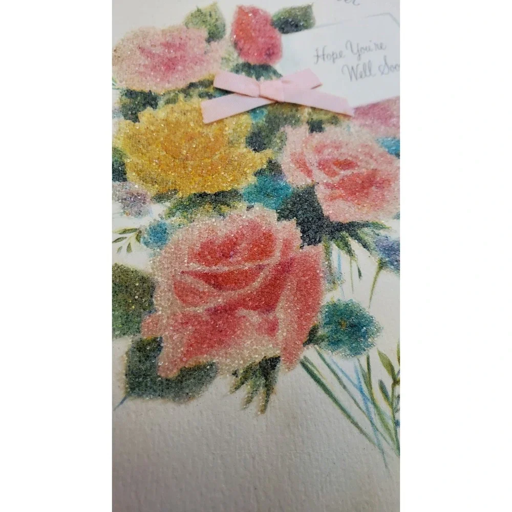 6 Old Vintage Used Get Well Greeting‎ Card Fronts Crafts Flowers Clock Bluebird